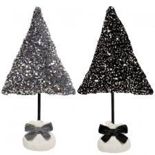 SEQUIN CHRISTMAS TREE- black fabric & bow