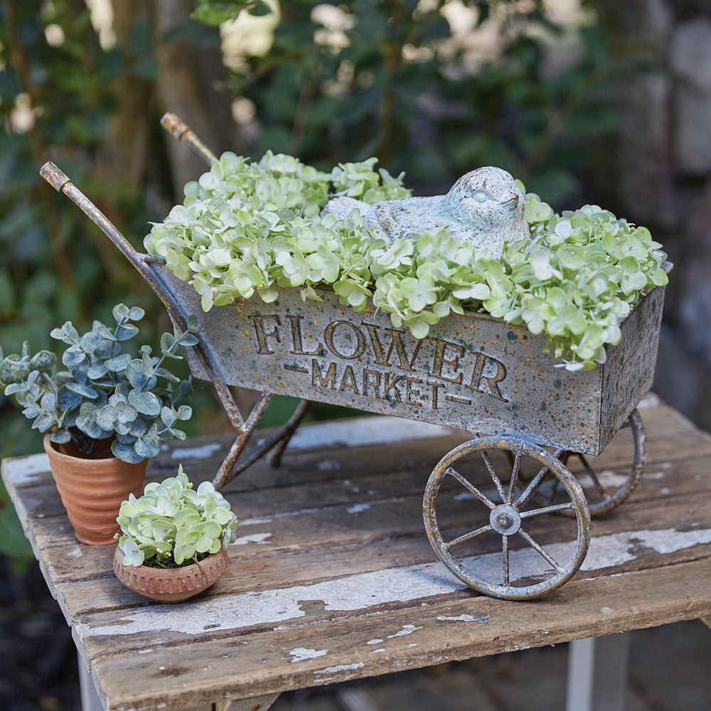 Farmhouse Denim Tabletop Wheelbarrow