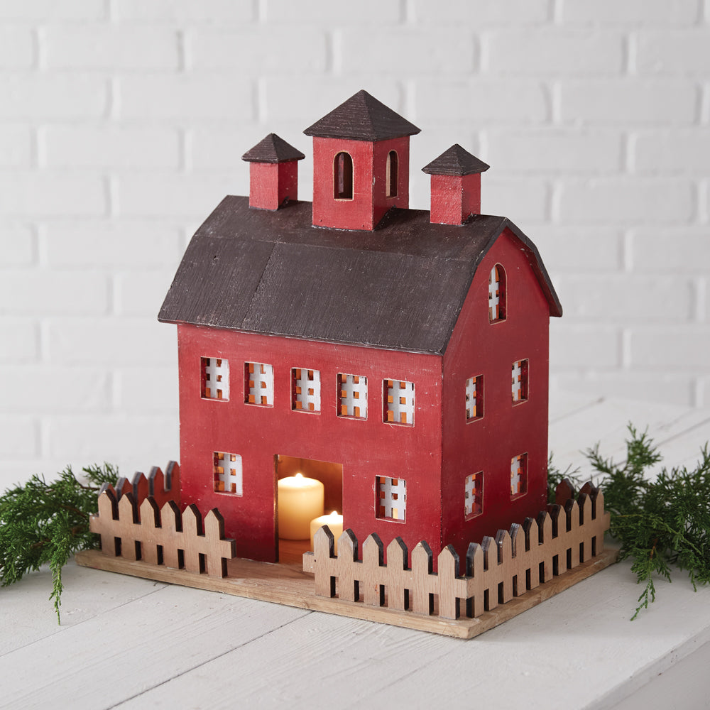 Red Holiday Barn Lantern