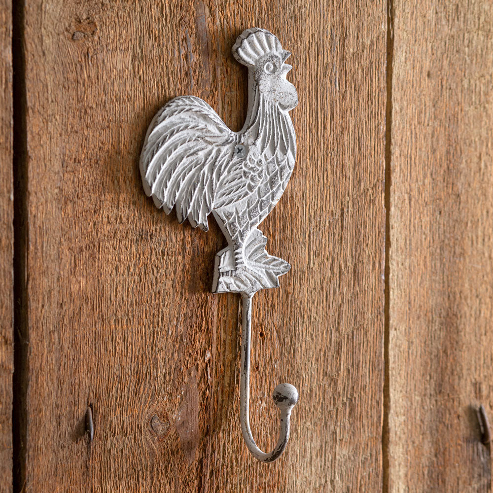 Cast Iron Rooster Wall Hooks - Box of 2