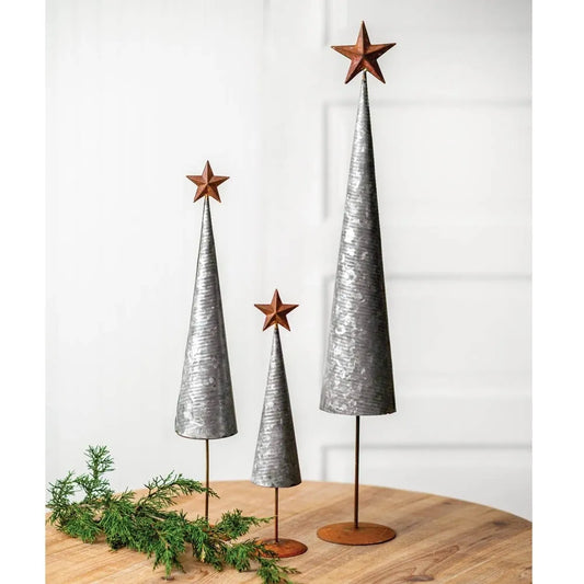 Set of Three Cone Shaped Trees